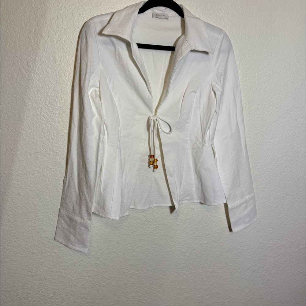 Meshki White Annalee cotton blend tie shirt - Picture 5 of 10
